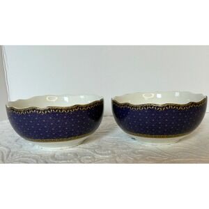 Robert Stanley Set of‎ 2 Purple Ceramic Bowls Christmas Reindeer Carousel Design